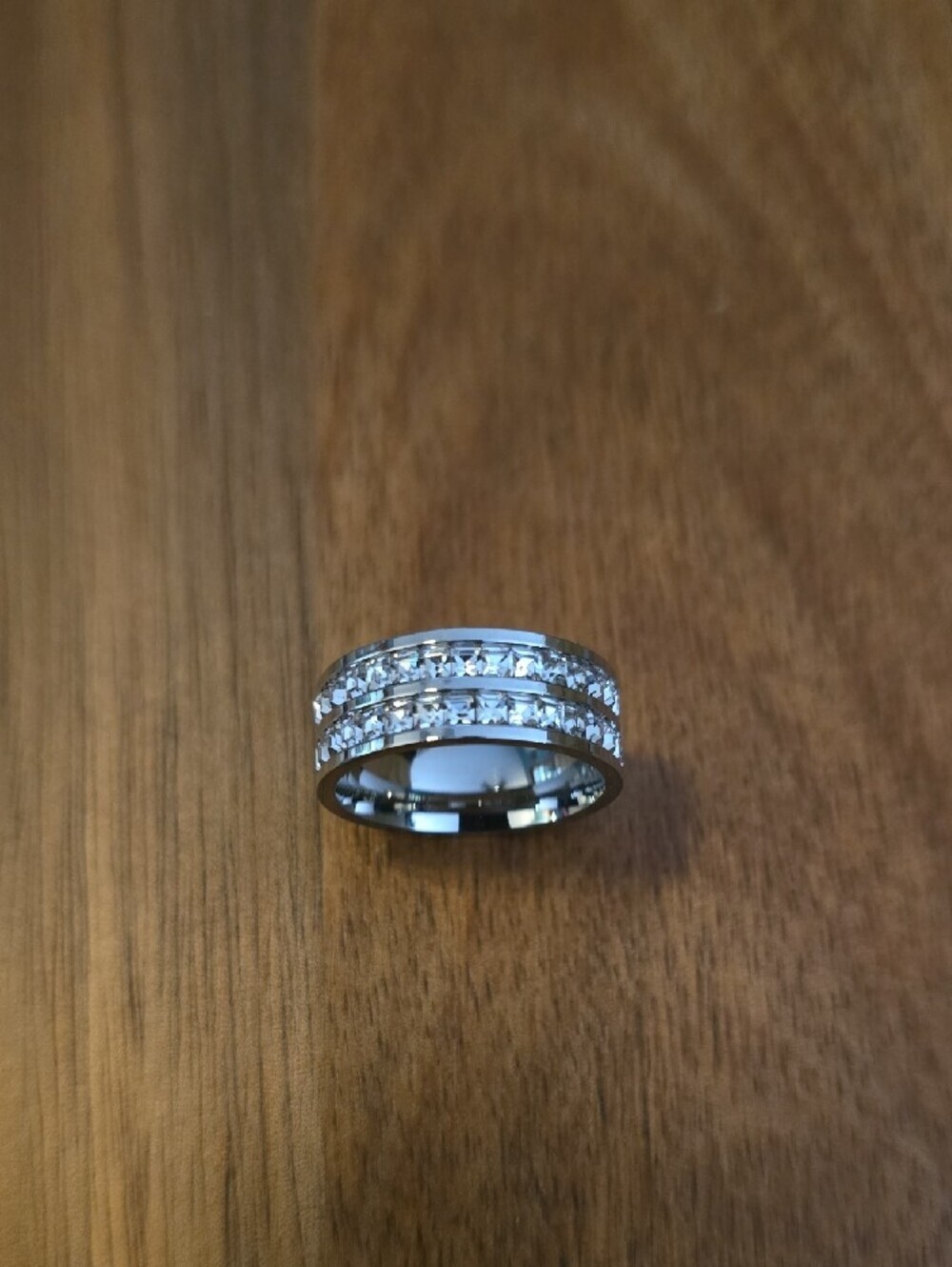 Silver Crystal-Accented Band Ring - Picture 2 of 2